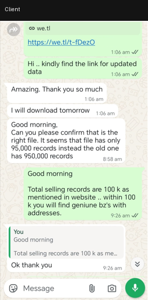 Client feedback on updated data delivery